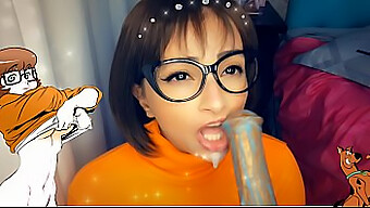 Velma Gives A Sloppy Blowjob To A Monster'S Big Cock Until He Cums In Her Mouth